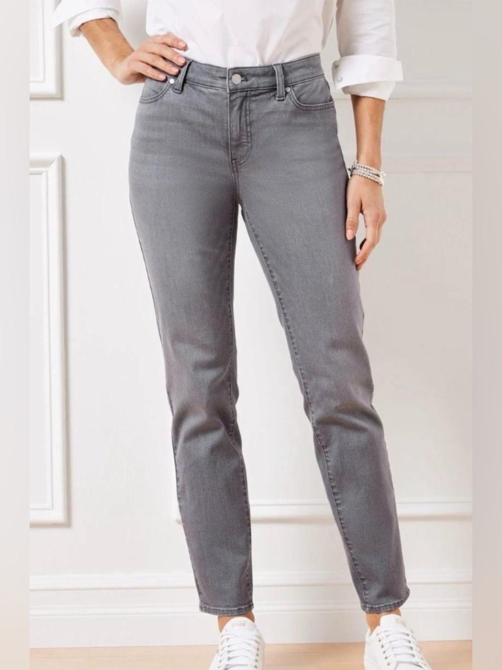 Talbots High Waist Relaxed Jeans - Carnegie Wash  - Charcoal Sz 10